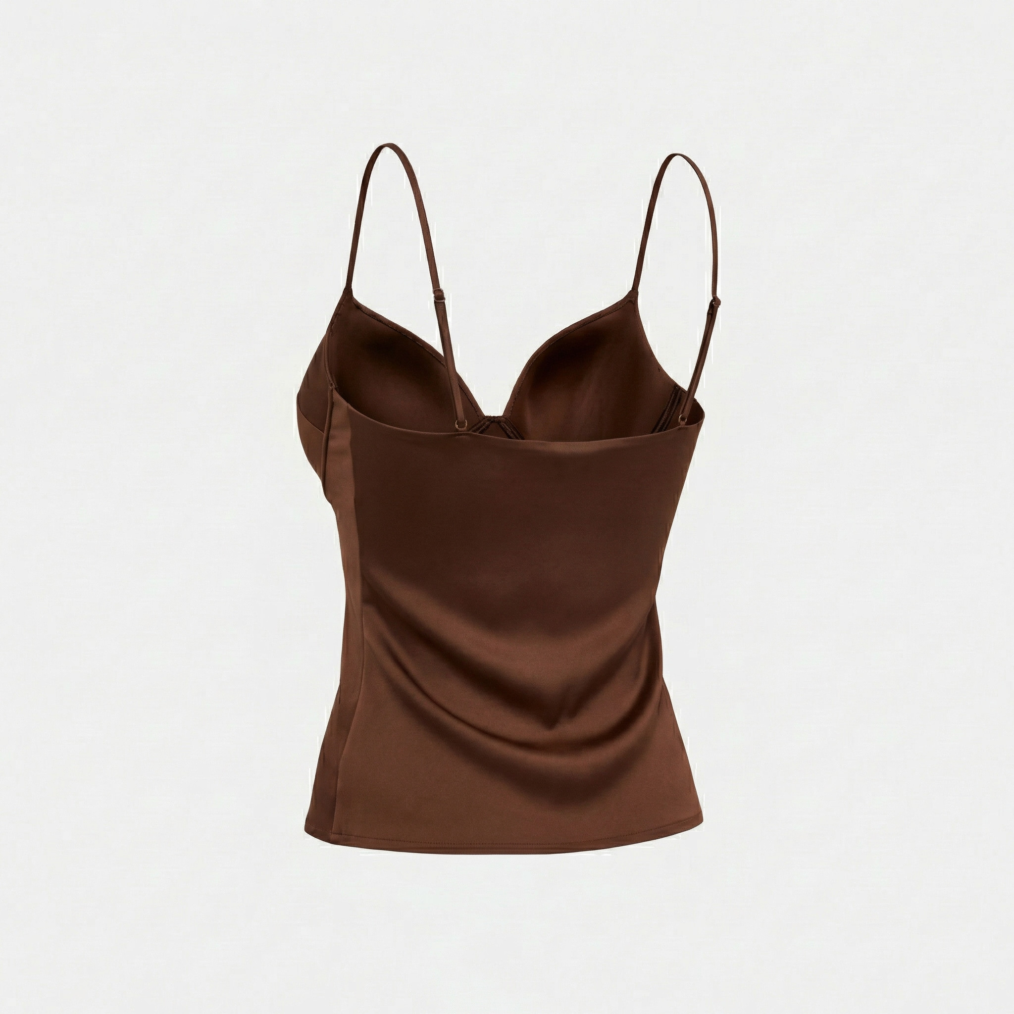 Top Cami Bustier de Satén Marrón — Maniquí Fantasma — Espalda