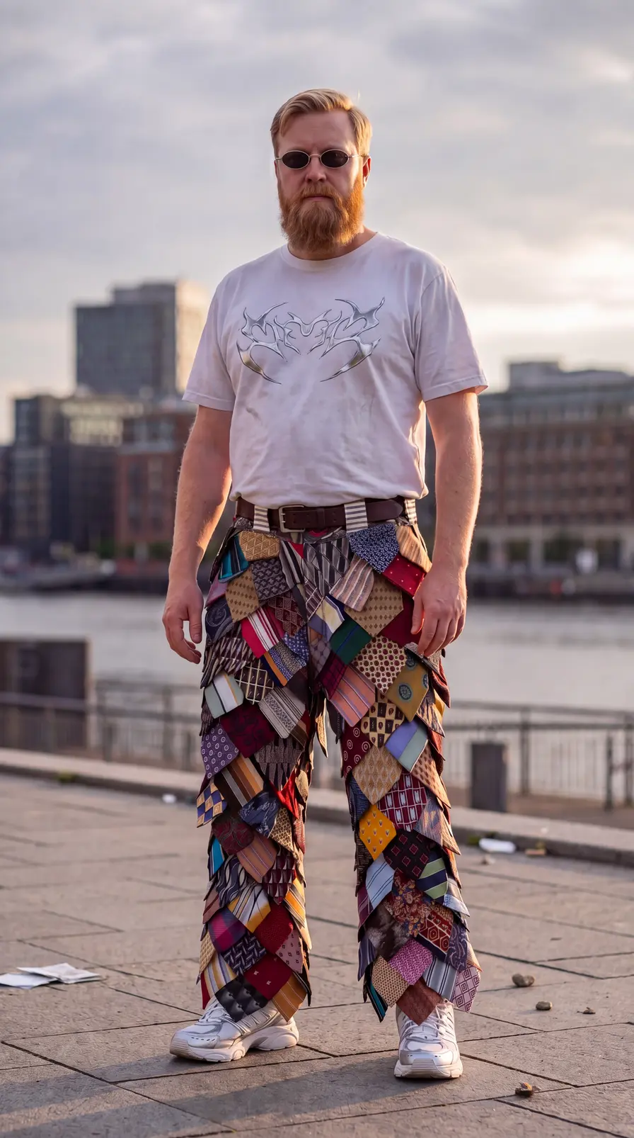 Pantalones de patchwork de corbatas