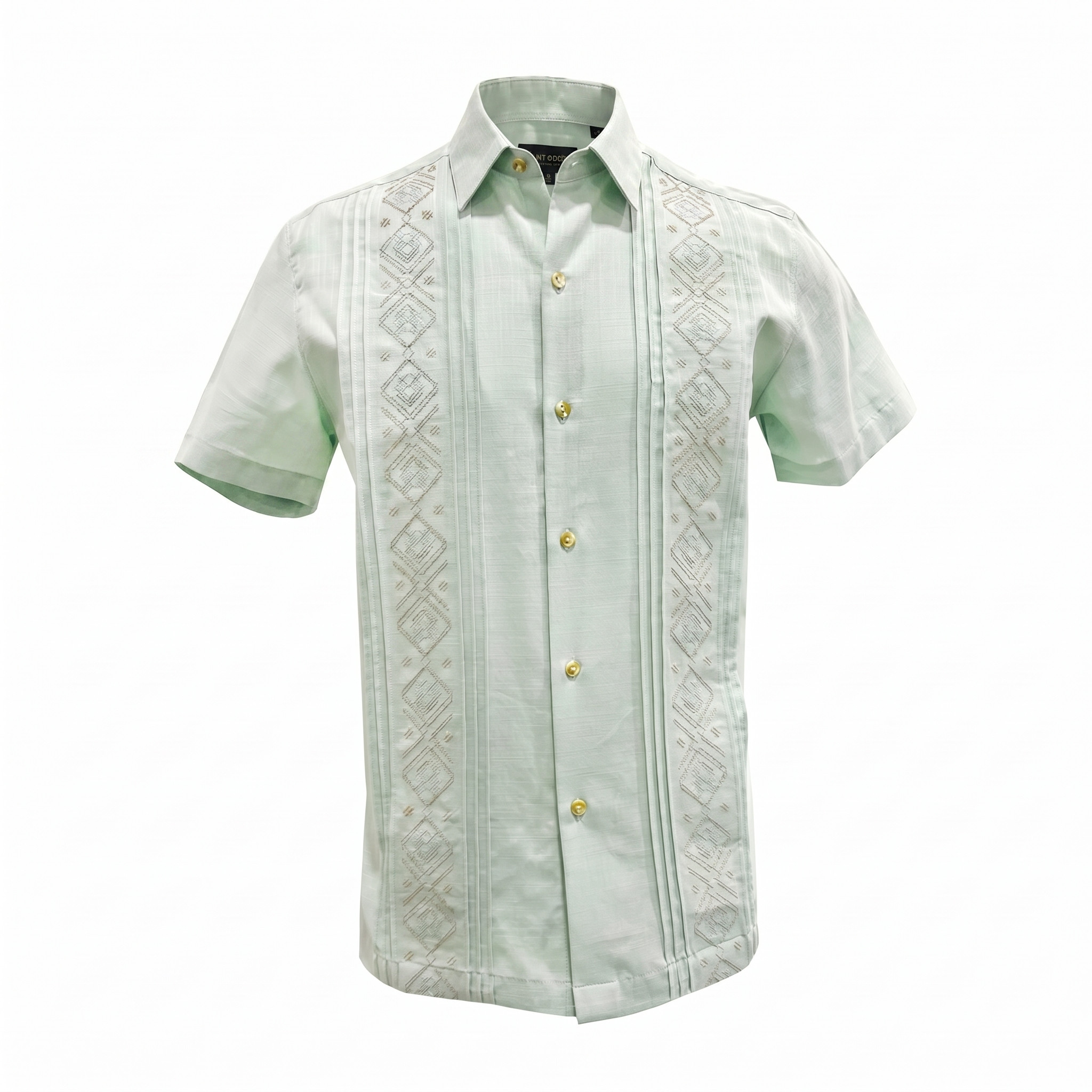 Camisa de manga corta bordada en verde claro — Maniquí Fantasma — Frente