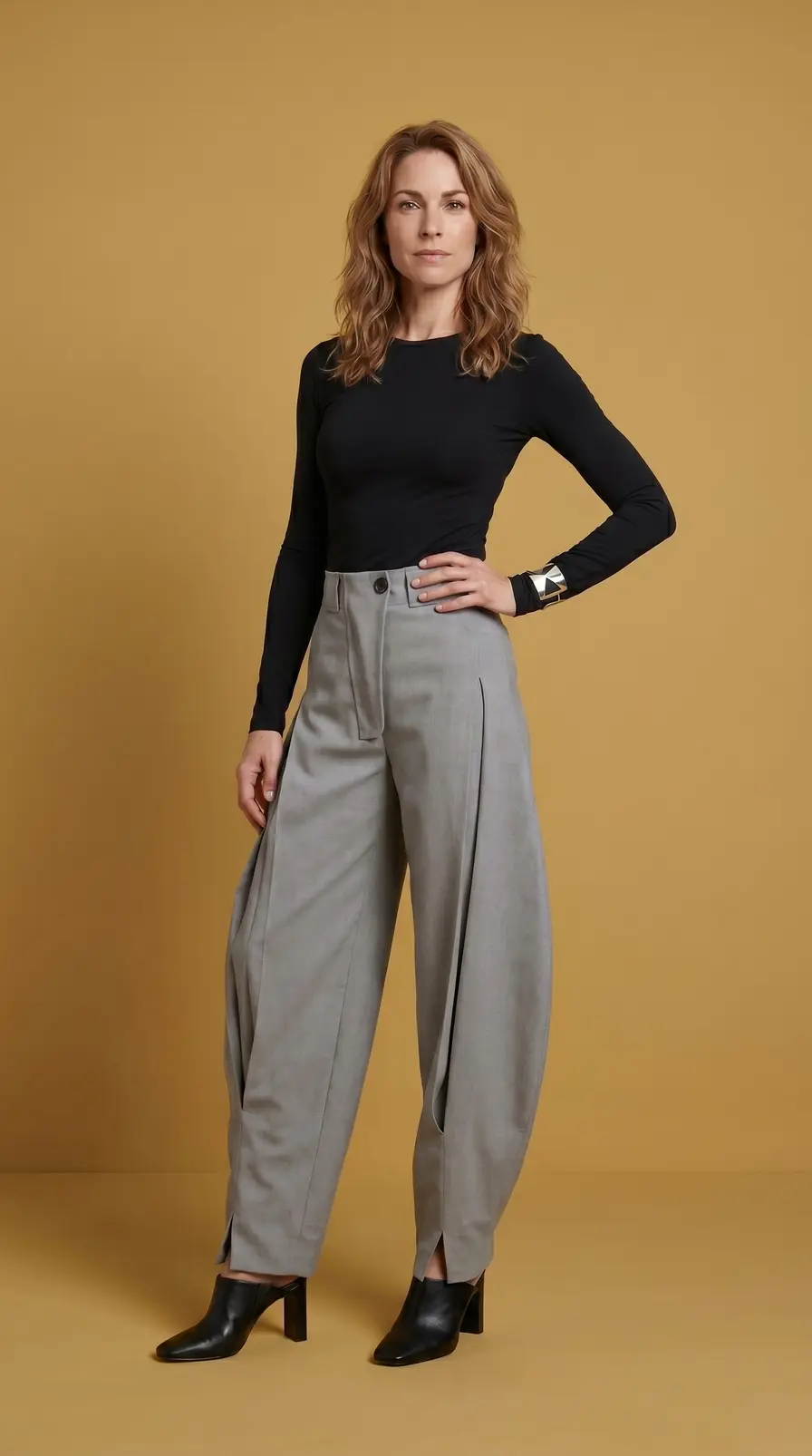 Pantalones plisados de talle alto y pernera ancha — Pref 666 1777686571995
