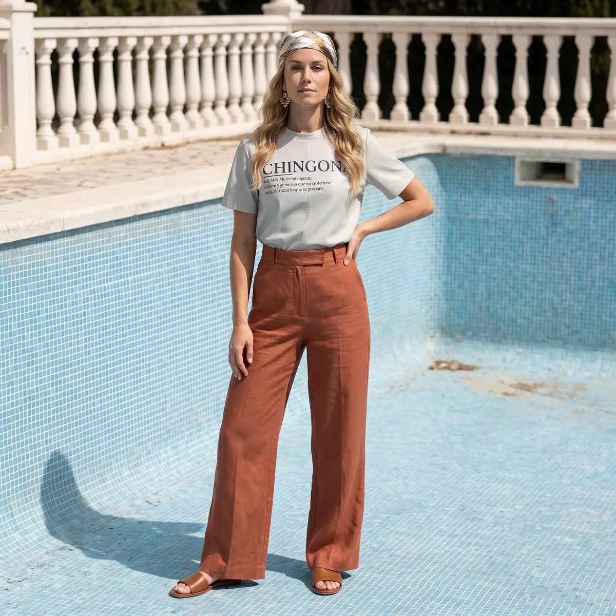 Camiseta gris claro con estampado de la definición de 'CHINGONA'