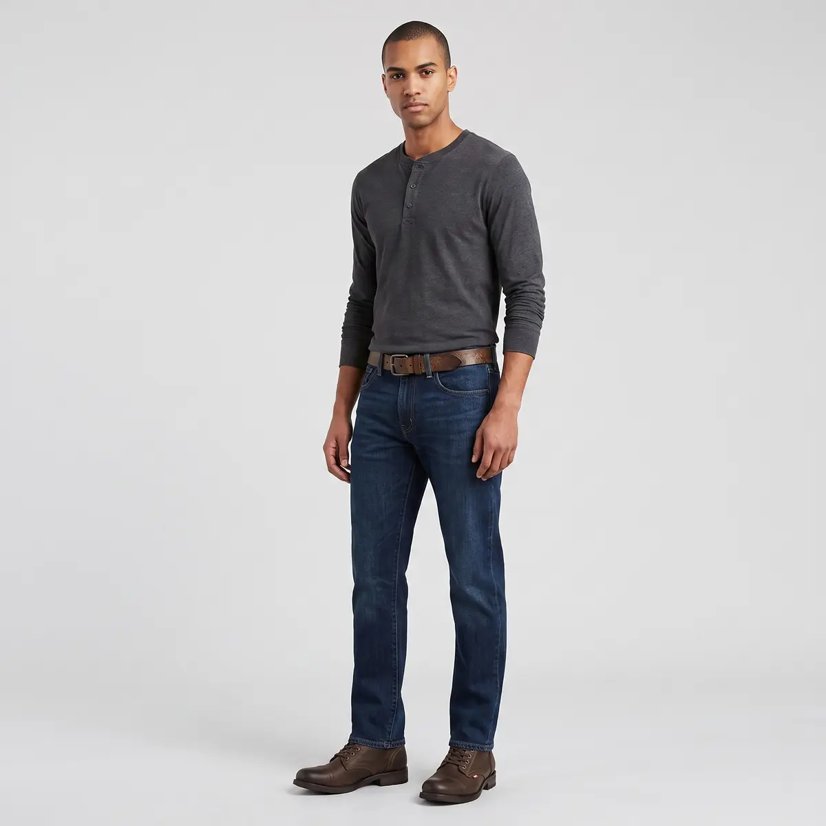 Bota de tobillo con cordones de cuero desgastado marrón oscuro para hombre de Levi's