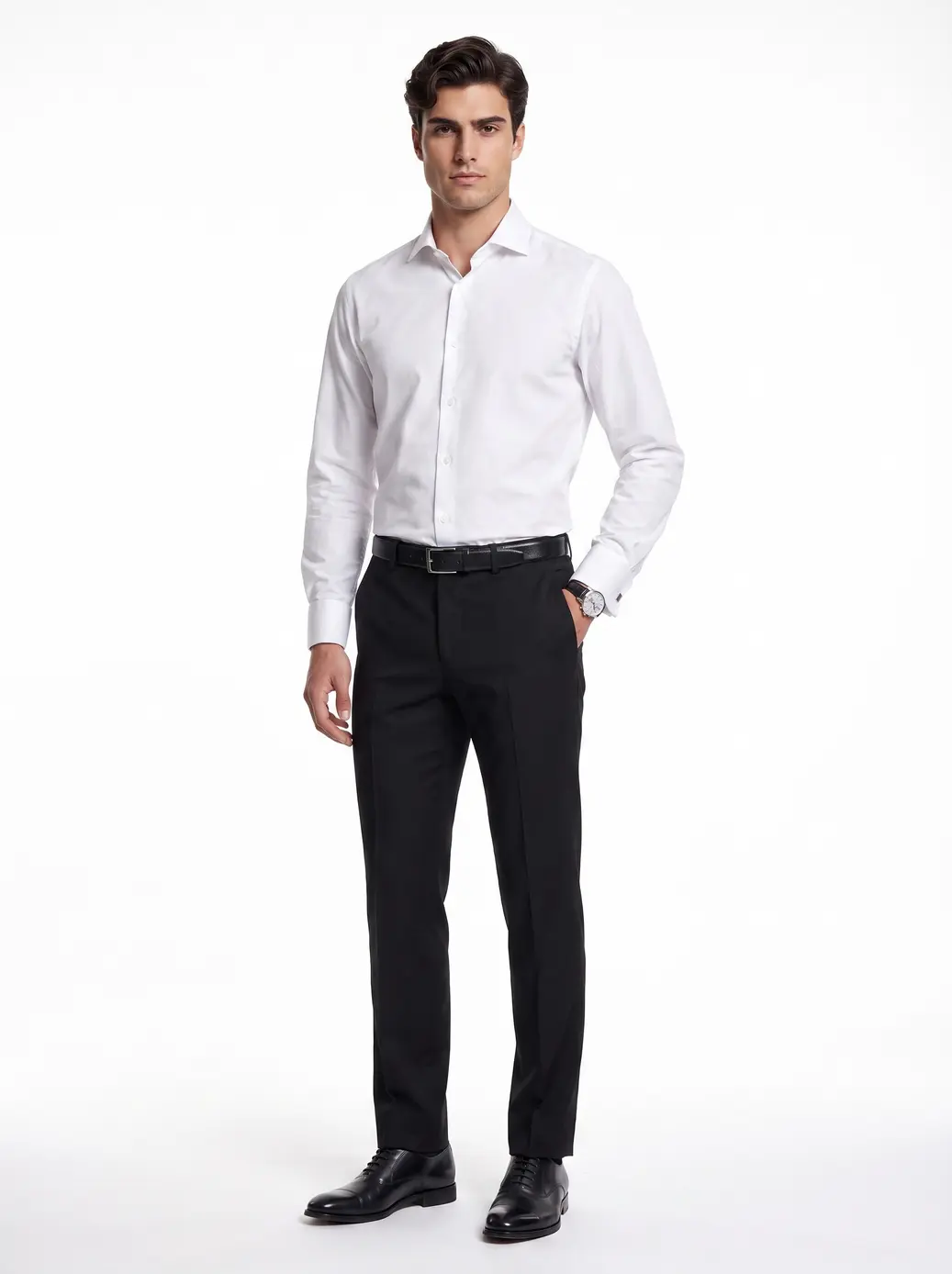 Pantalones de vestir formales negros para hombre