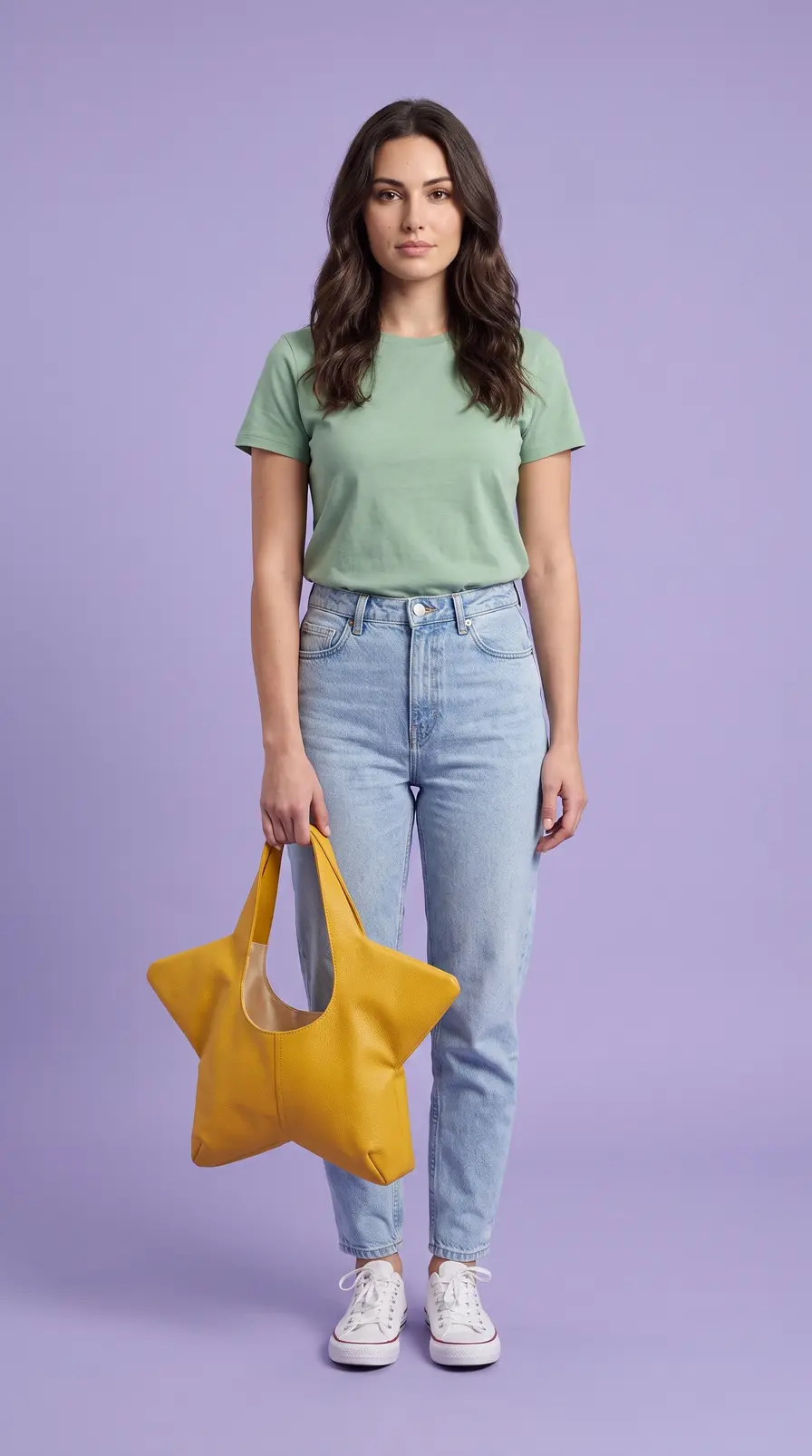 Bolso de piel sintética amarillo en forma de estrella